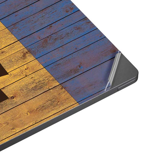 Barbados Flag Dark Wood Surface Laptop 7 15in Skin